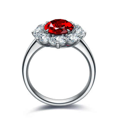 3.2 CTW Oval Lab Grown Ruby S925 Ring plated