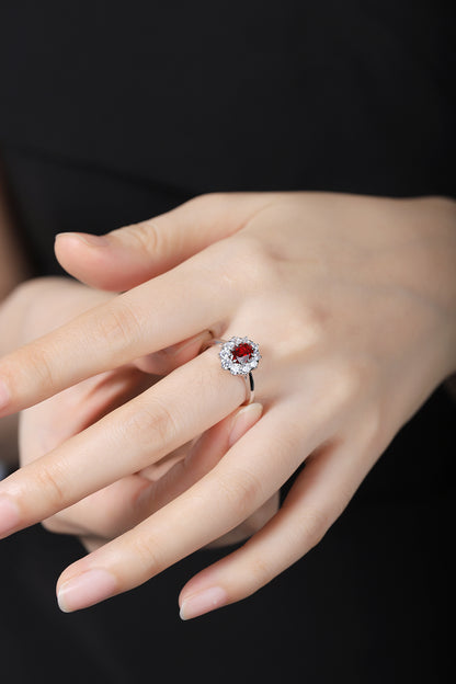 1 CTW Oval Lab Grown Ruby S925 Ring plated