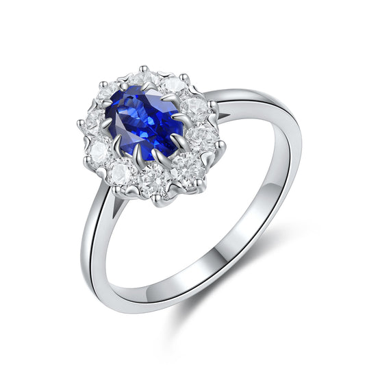 1 CTW Oval Lab Grown Sapphire S925 Ring plated