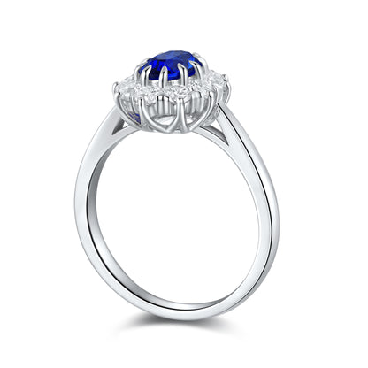 1 CTW Oval Lab Grown Sapphire S925 Ring plated