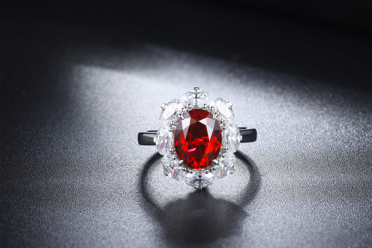 3.2 CTW Oval Lab Grown Ruby S925 Ring plated