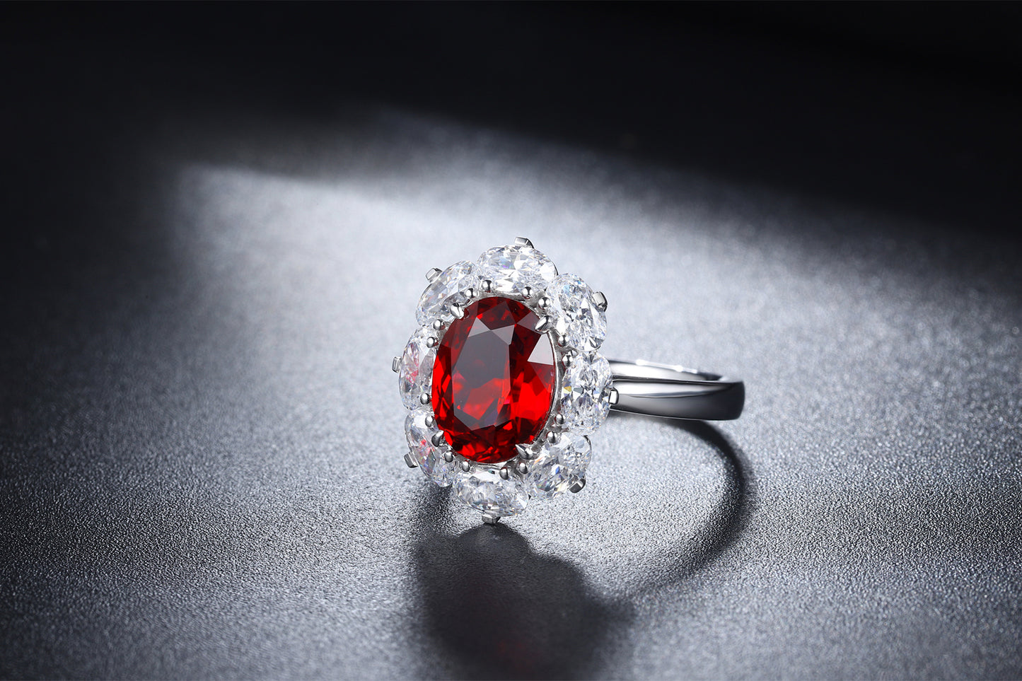 3.2 CTW Oval Lab Grown Ruby S925 Ring plated