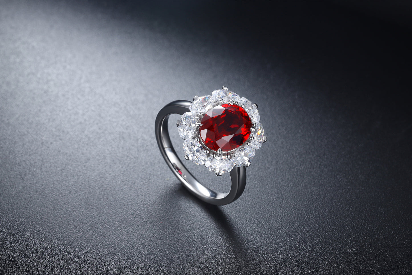 3.2 CTW Oval Lab Grown Ruby S925 Ring plated