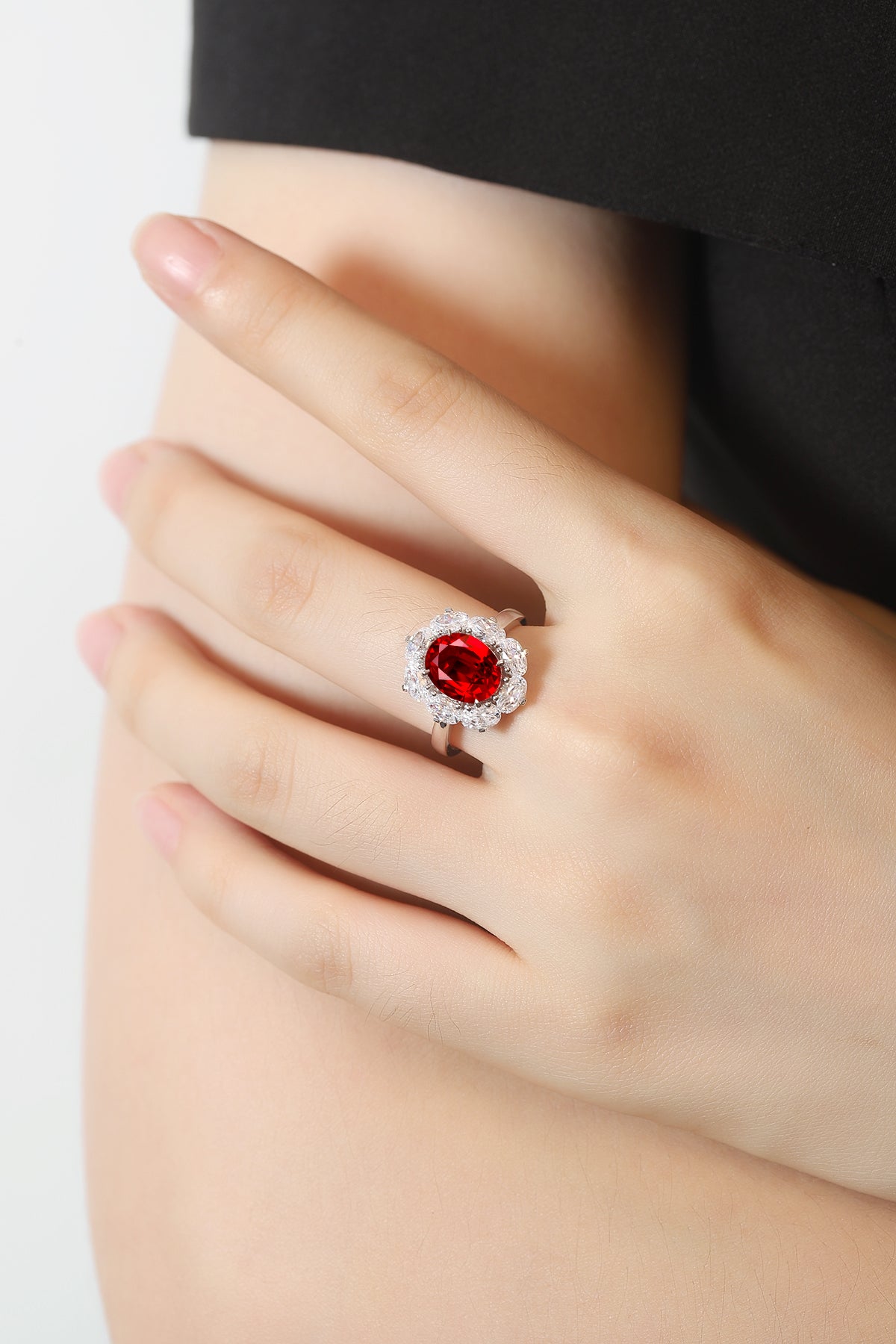 3.2 CTW Oval Lab Grown Ruby S925 Ring plated