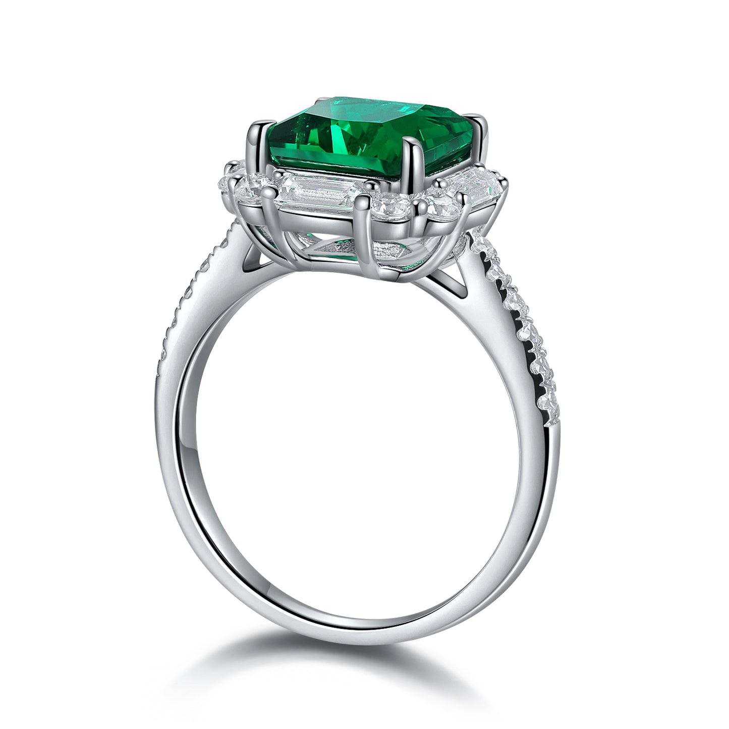 3.2 CTW Princess Lab Grown Emerald S925 Ring plated