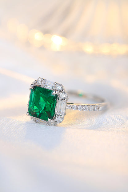 3.2 CTW Princess Lab Grown Emerald S925 Ring plated