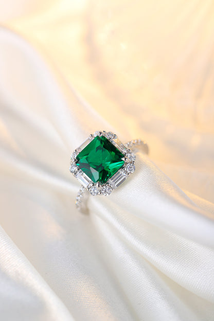 3.2 CTW Princess Lab Grown Emerald S925 Ring plated