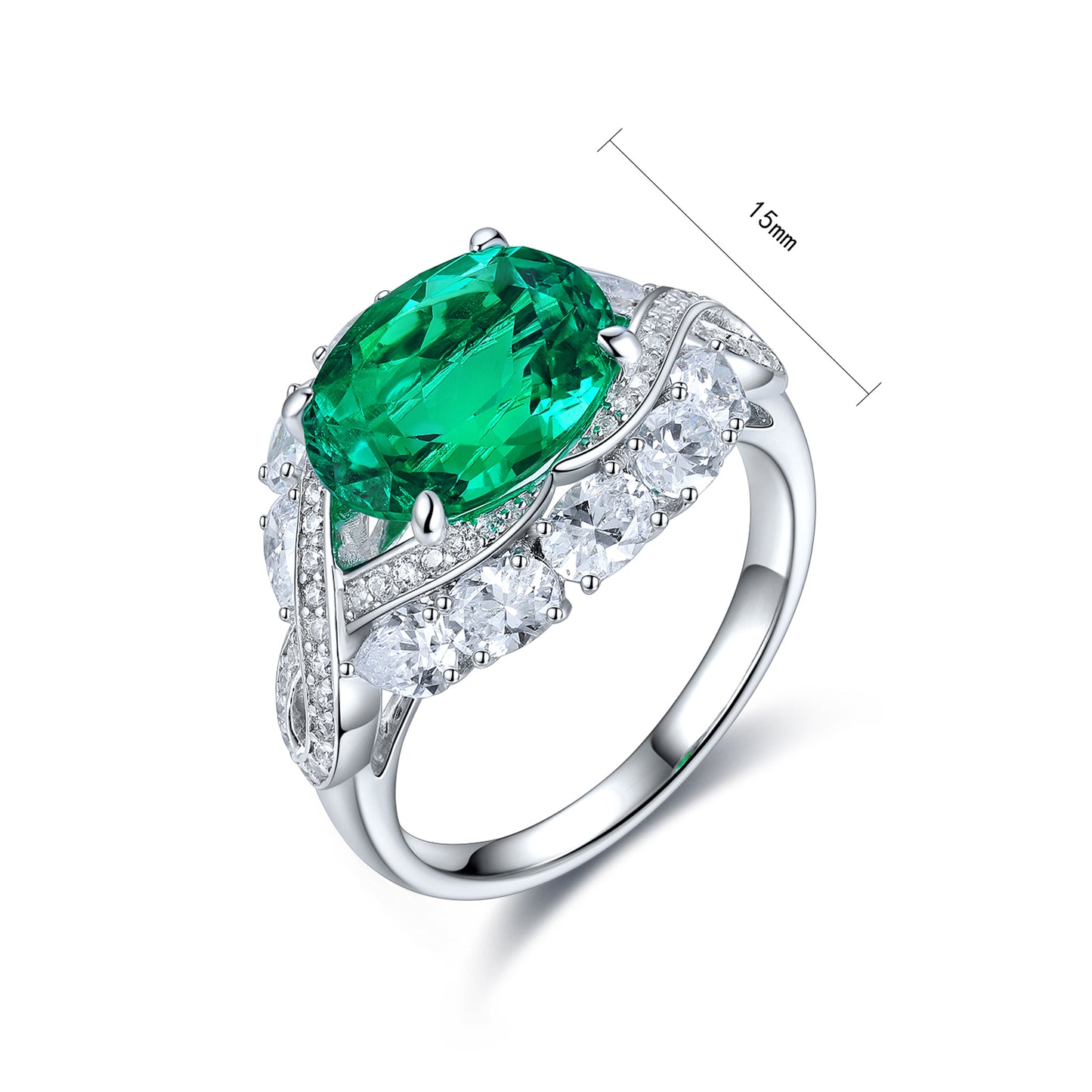 4.8 CTW Oval Lab Grown Emerald S925 Ring plated