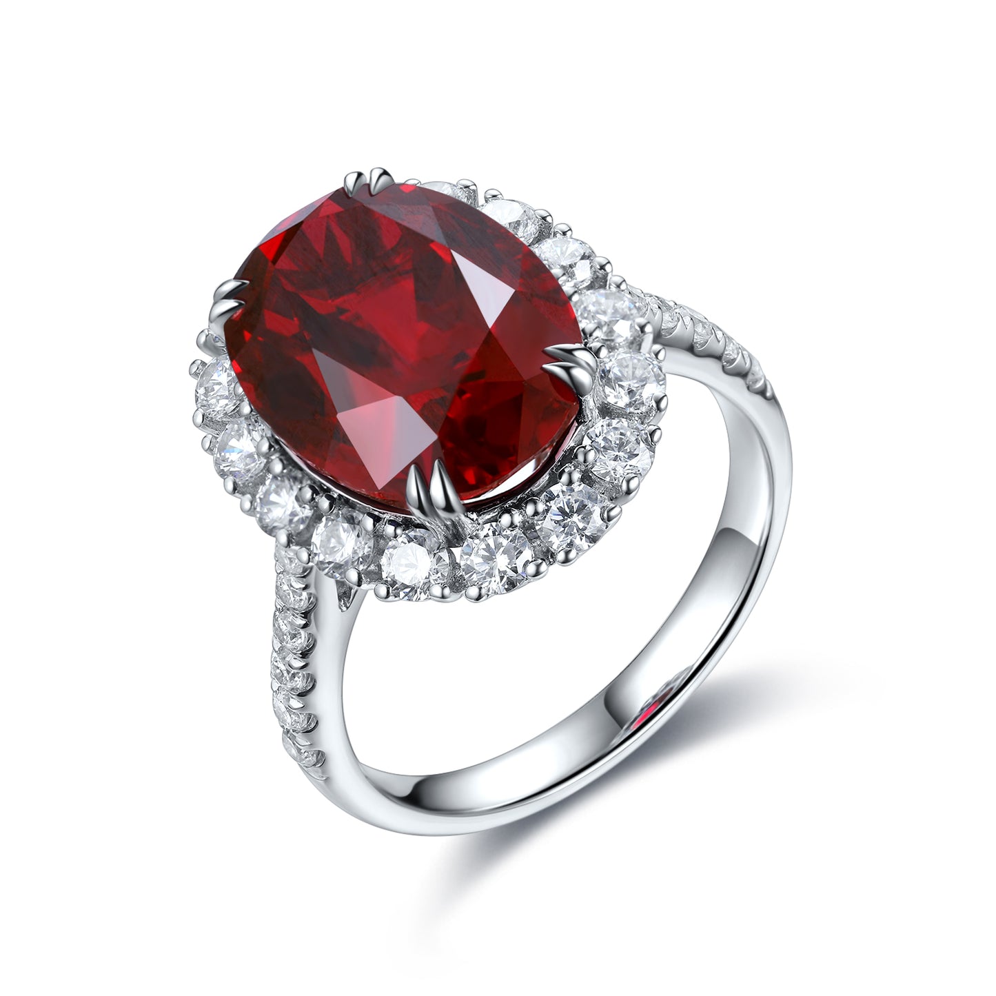 8.5 CTW Oval Lab Grown Ruby S925 Ring plated