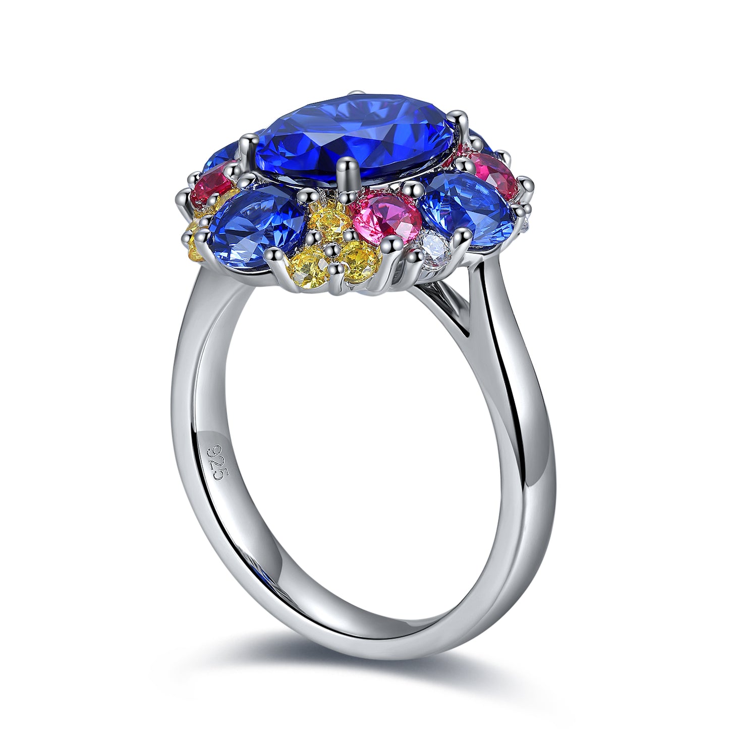 2.9 CTW Oval Lab Grown Sapphire S925 Ring plated