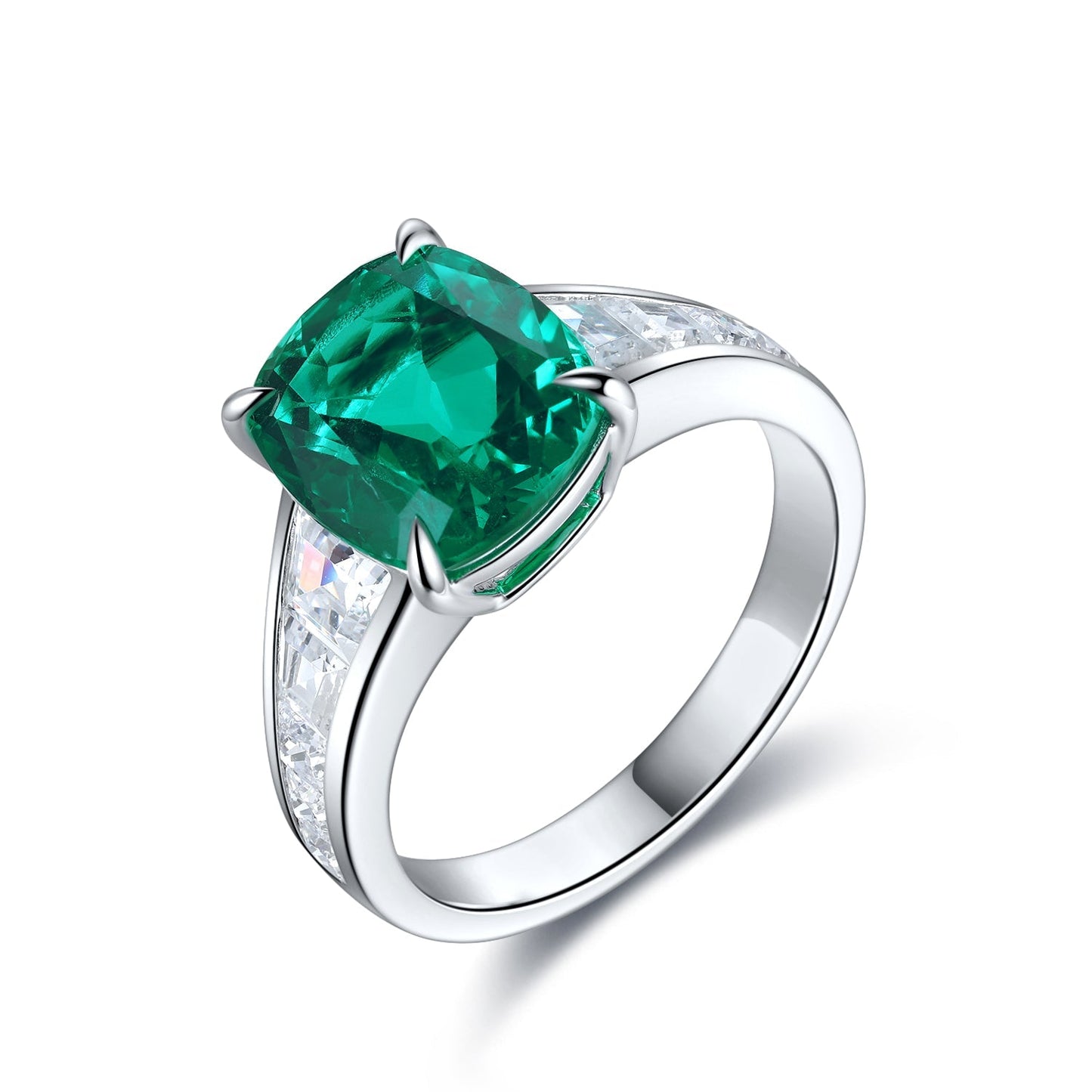 3.5 CTW Princess Lab Grown Emerald S925 Ring plated