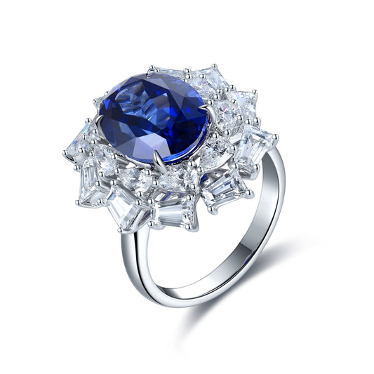 5 CTW Oval Lab Grown Sapphire S925 Ring plated