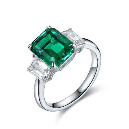 1.3 CTW Princess Lab Grown Emerald S925 Ring plated