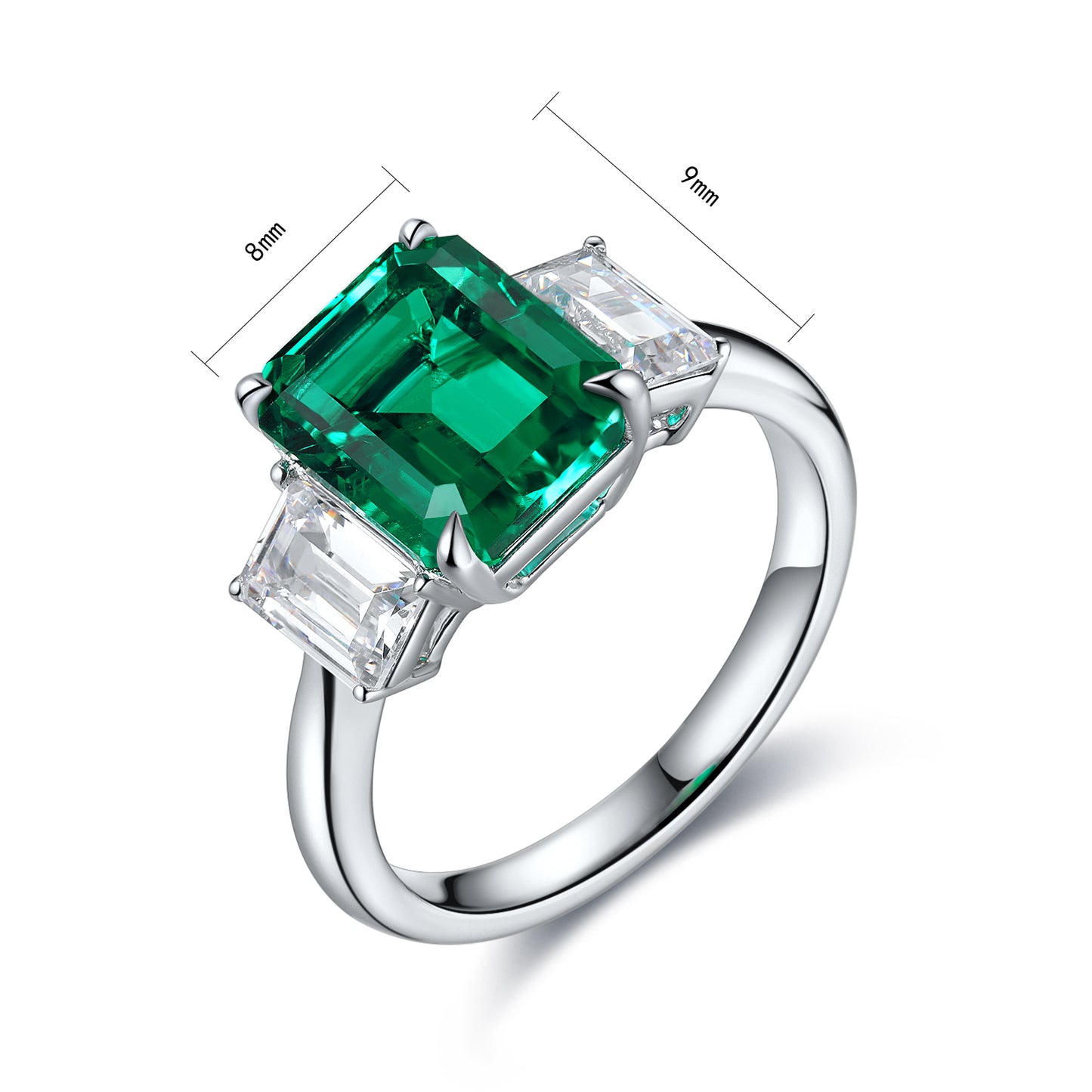 1.3 CTW Princess Lab Grown Emerald S925 Ring plated