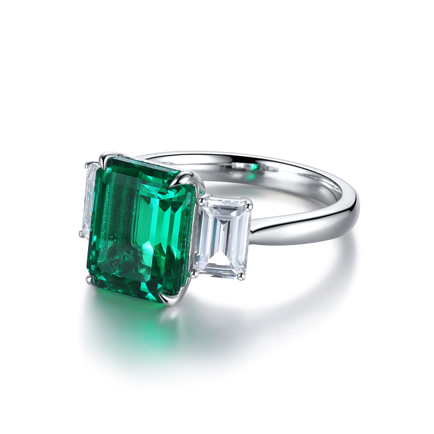 1.3 CTW Princess Lab Grown Emerald S925 Ring plated