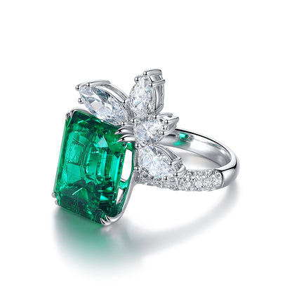 6.7 CTW Princess Lab Grown Emerald S925 Ring plated