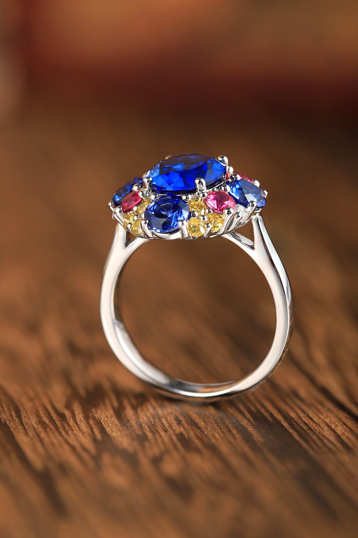 2.9 CTW Oval Lab Grown Sapphire S925 Ring plated