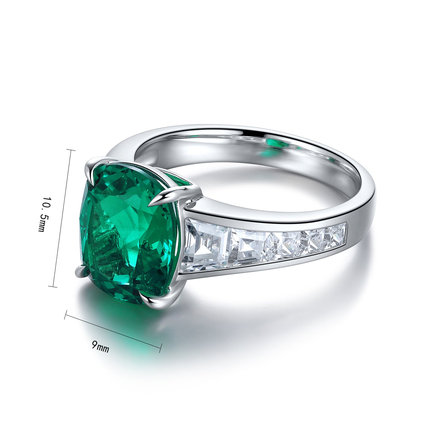 3.5 CTW Princess Lab Grown Emerald S925 Ring plated