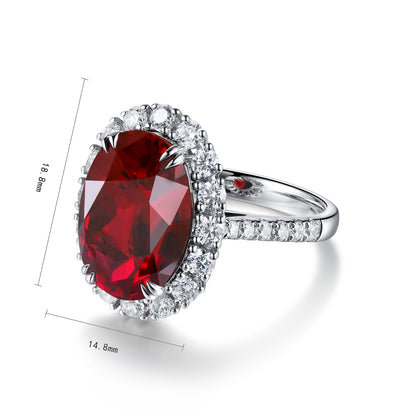 8.5 CTW Oval Lab Grown Ruby S925 Ring plated