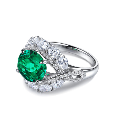 4.8 CTW Oval Lab Grown Emerald S925 Ring plated