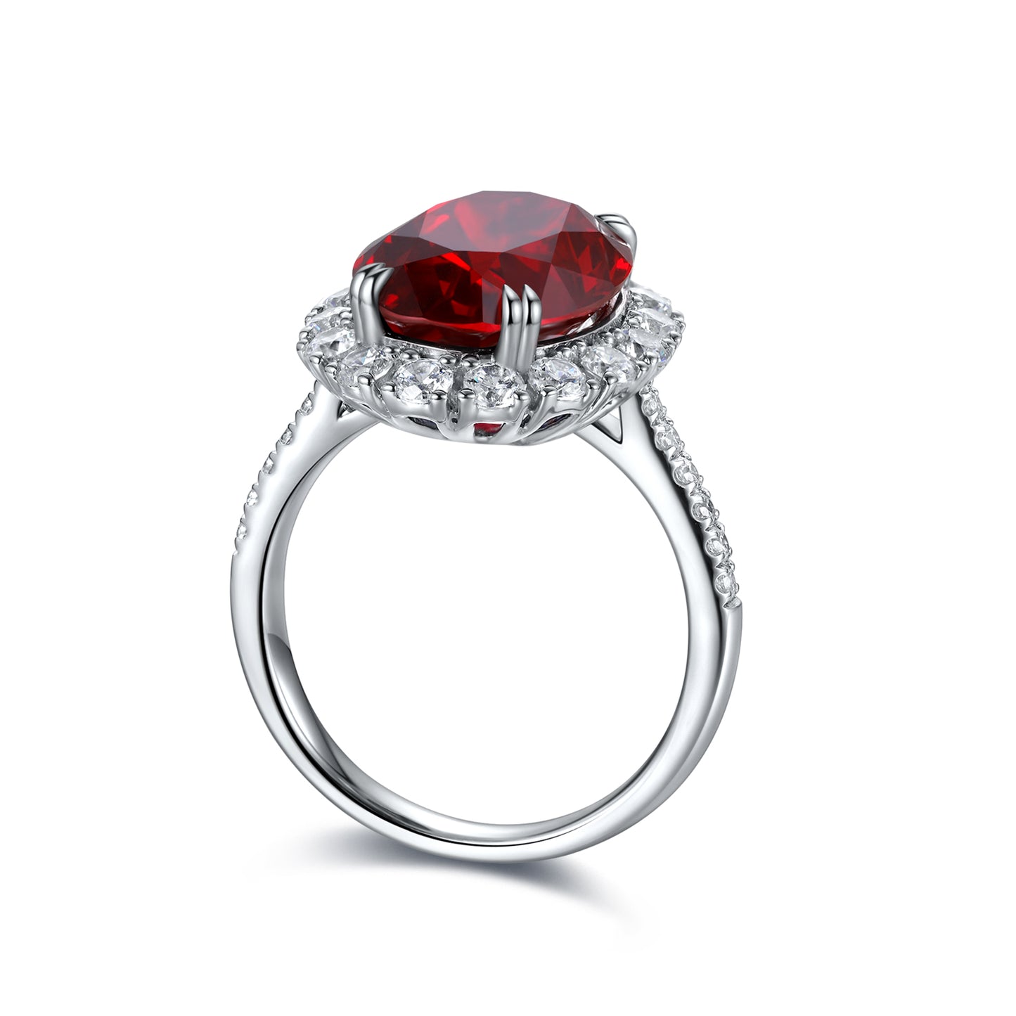 8.5 CTW Oval Lab Grown Ruby S925 Ring plated