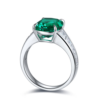 3.5 CTW Princess Lab Grown Emerald S925 Ring plated