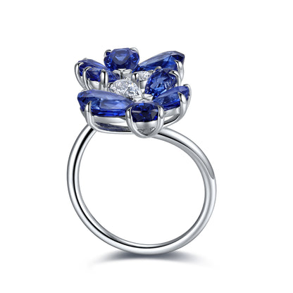 5.8 CTW Pear Lab Grown Sapphire S925 Ring plated