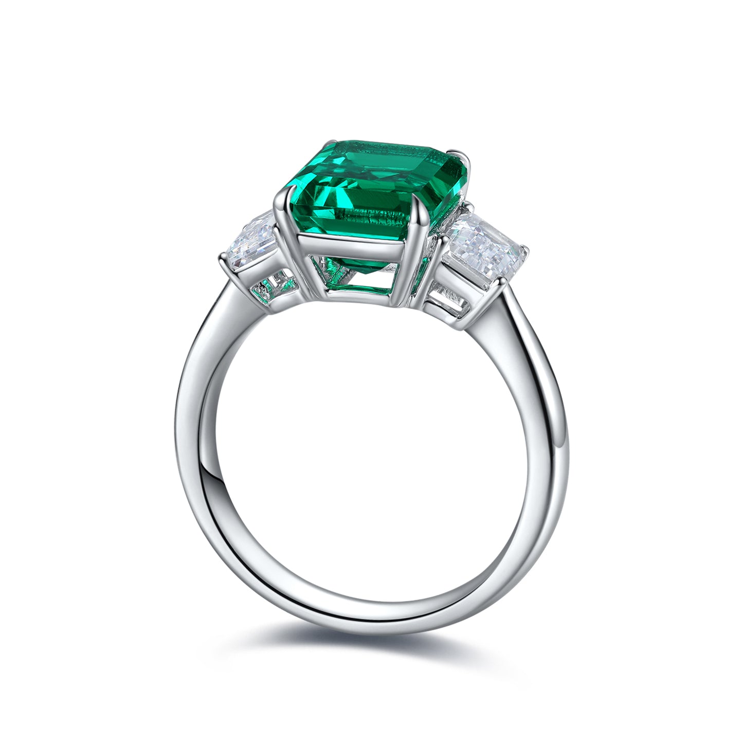 1.3 CTW Princess Lab Grown Emerald S925 Ring plated