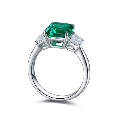 1.3 CTW Princess Lab Grown Emerald S925 Ring plated