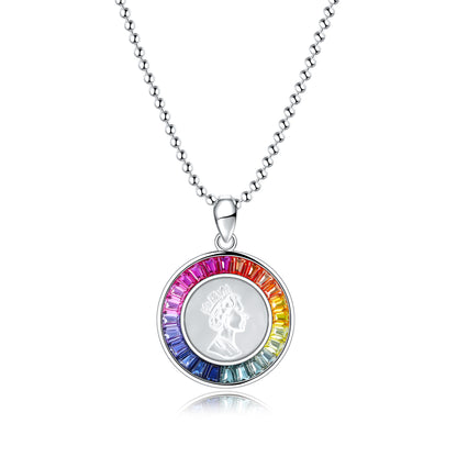 Princess Lab Grown Rainbow Queen S925 Necklace plated