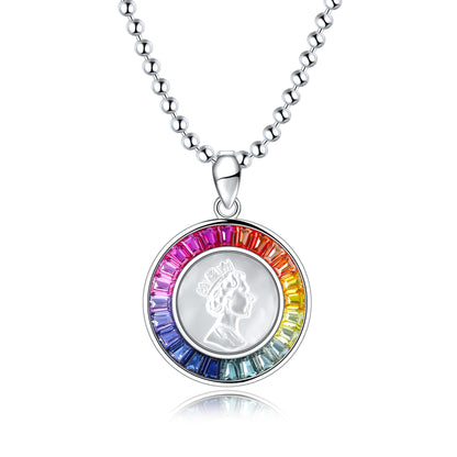 Princess Lab Grown Rainbow Queen S925 Necklace plated