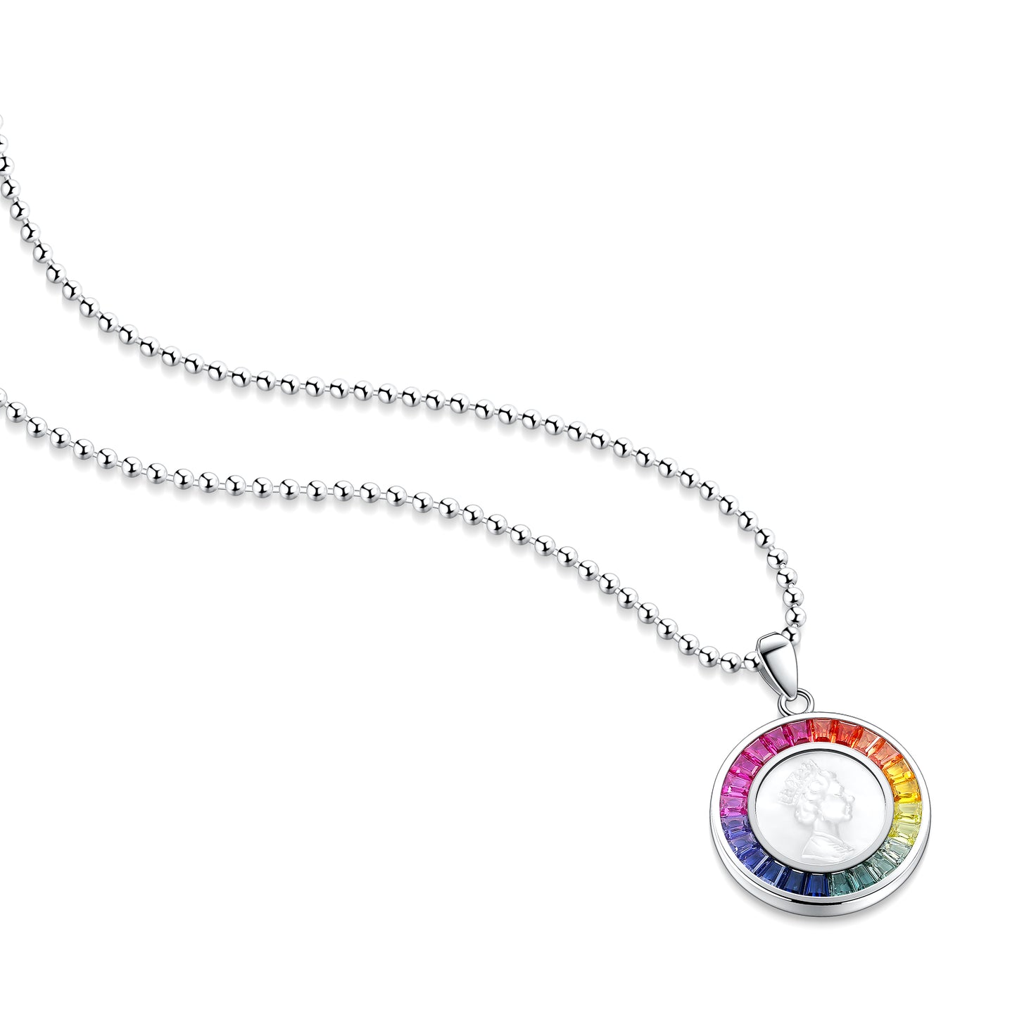 Princess Lab Grown Rainbow Queen S925 Necklace plated