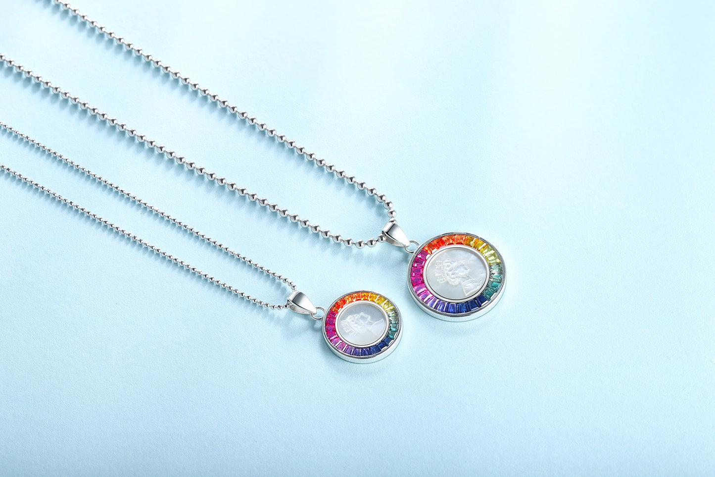 Princess Lab Grown Rainbow Queen S925 Necklace plated