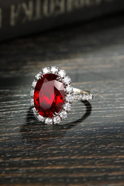 8.5 CTW Oval Lab Grown Ruby S925 Ring plated