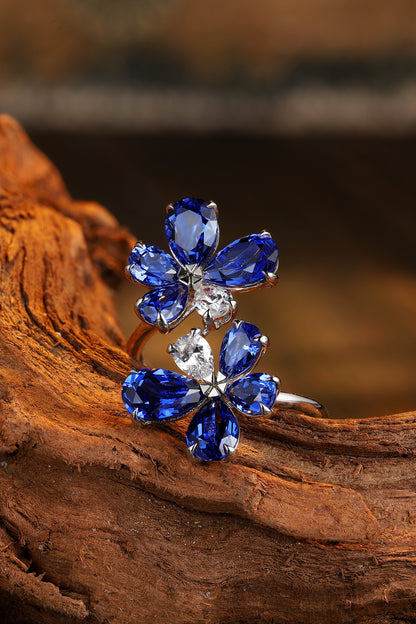 5.8 CTW Pear Lab Grown Sapphire S925 Ring plated