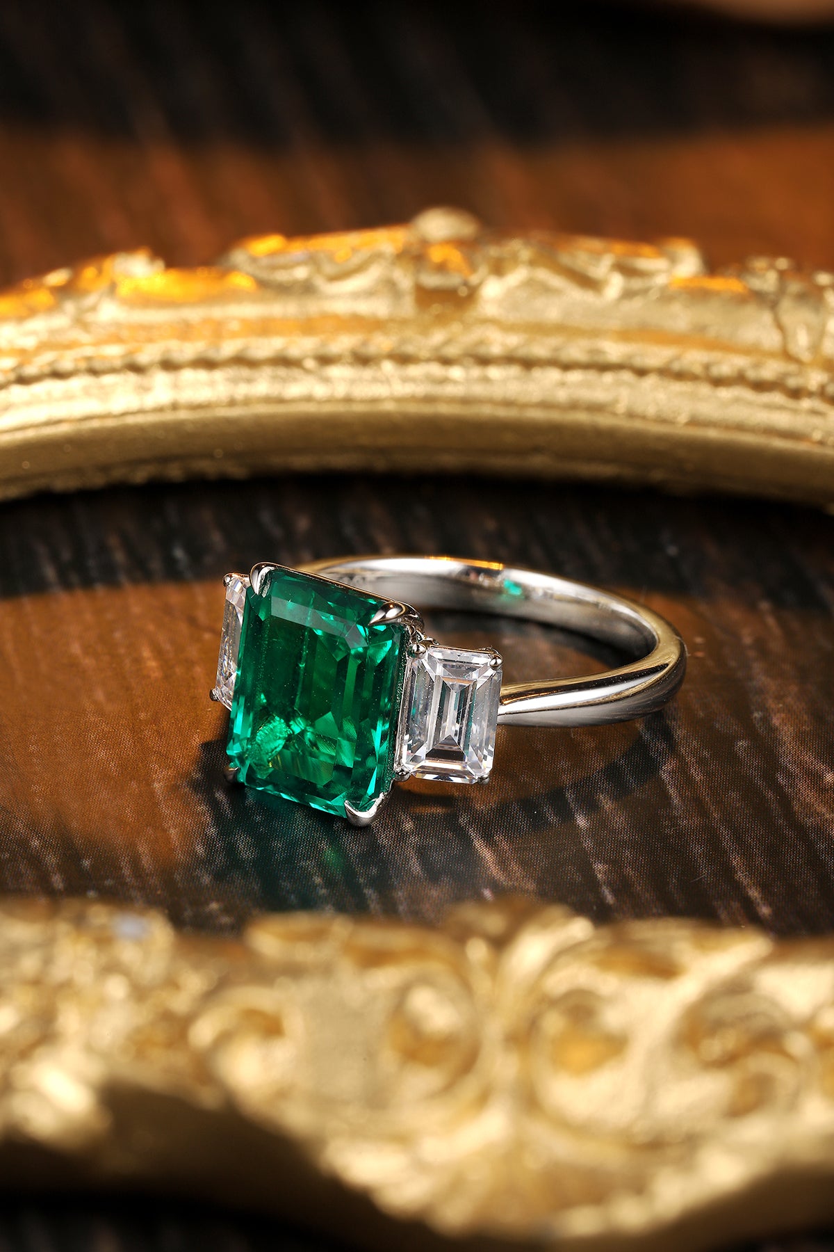 1.3 CTW Princess Lab Grown Emerald S925 Ring plated