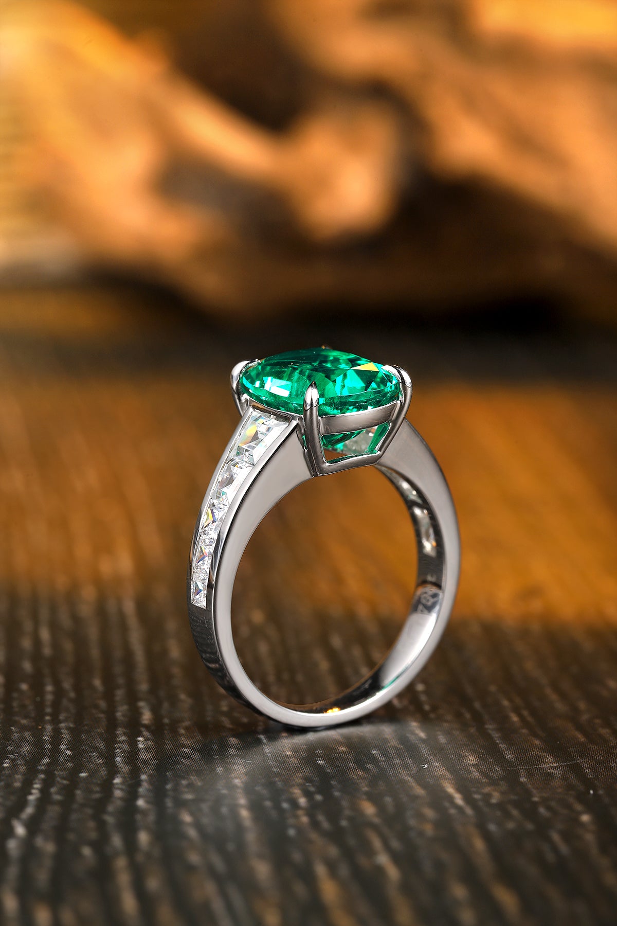 3.5 CTW Princess Lab Grown Emerald S925 Ring plated