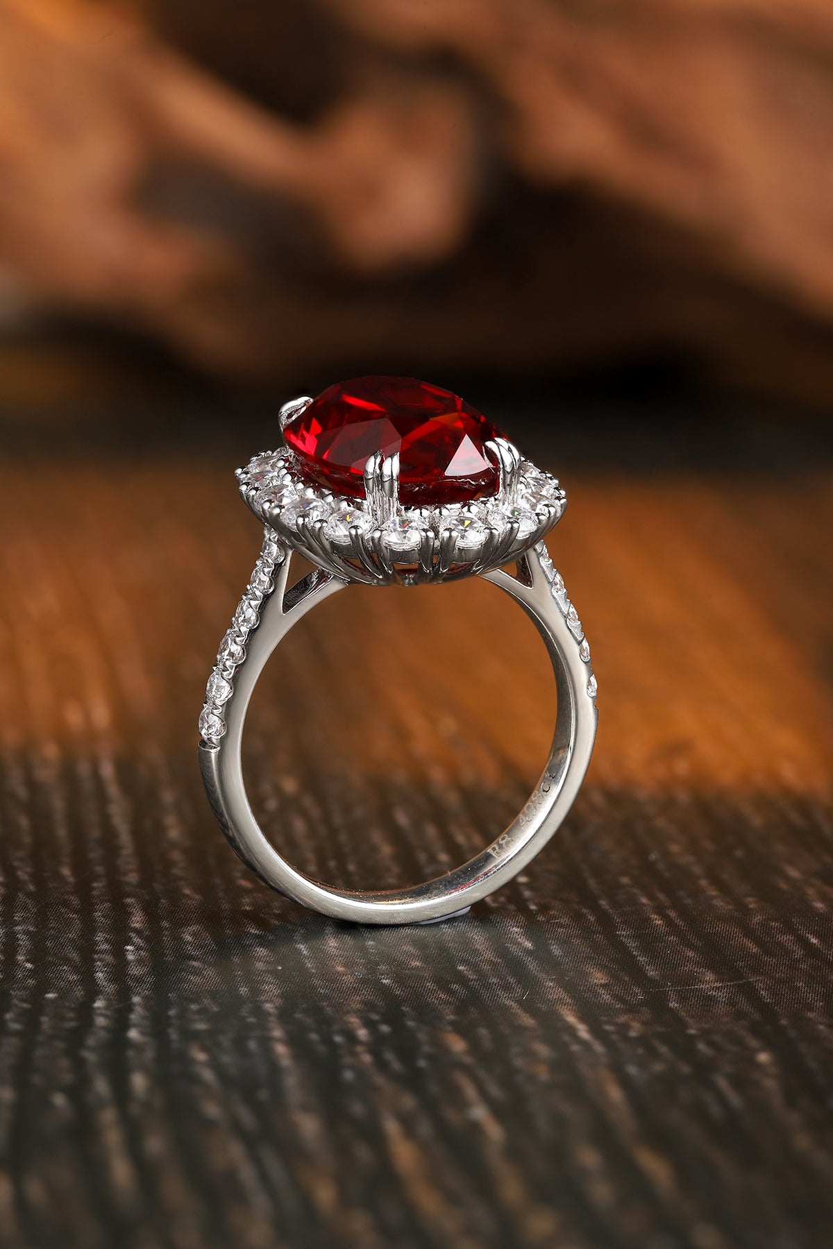 8.5 CTW Oval Lab Grown Ruby S925 Ring plated