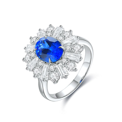 2.6 CTW Oval Lab Grown Sapphire S925 Ring plated