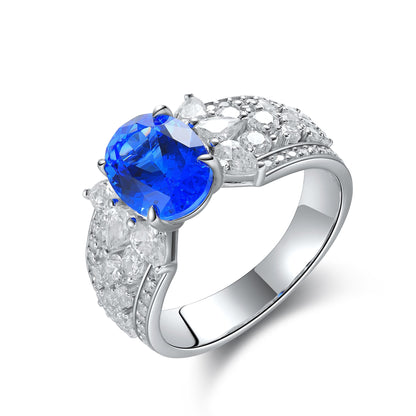 2.5 CTW Oval Lab Grown Sapphire S925 Ring plated