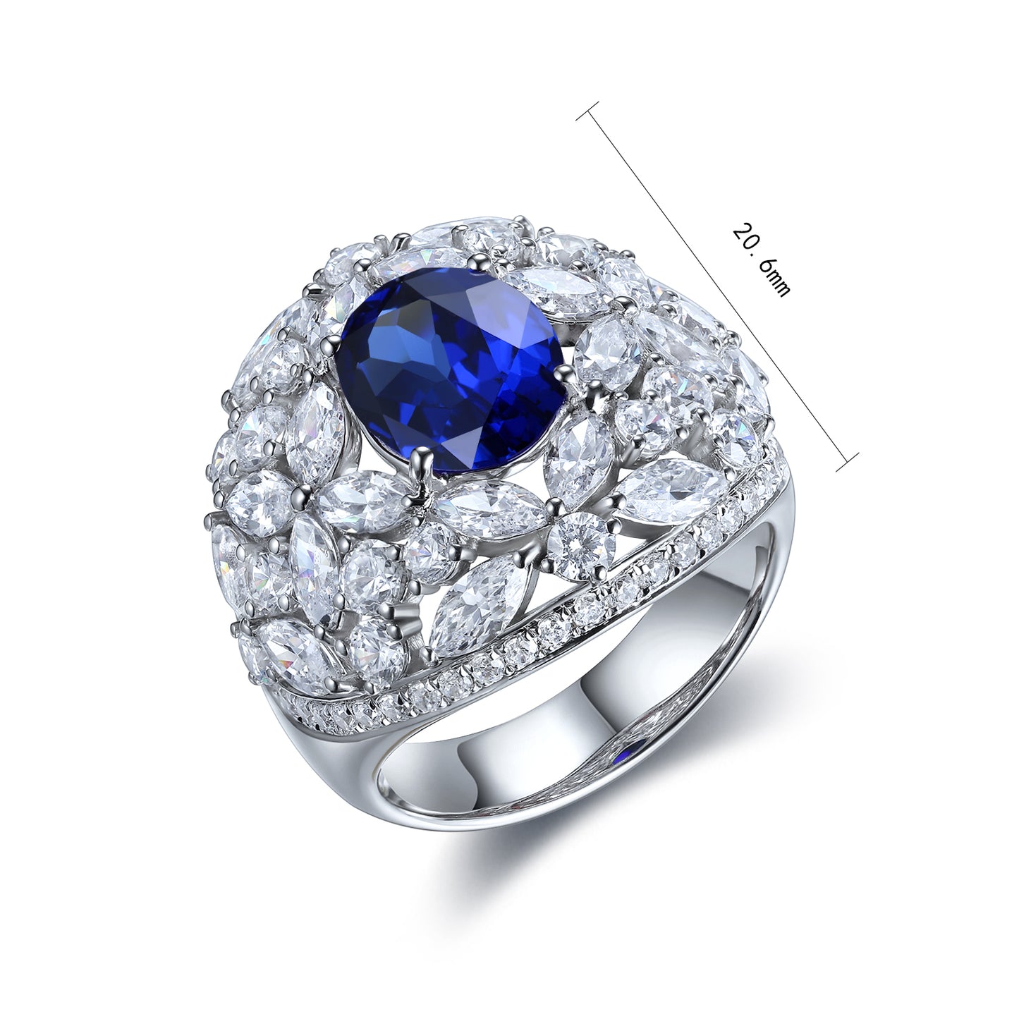 3.7 CTW Oval Lab Grown Sapphire S925 Ring plated