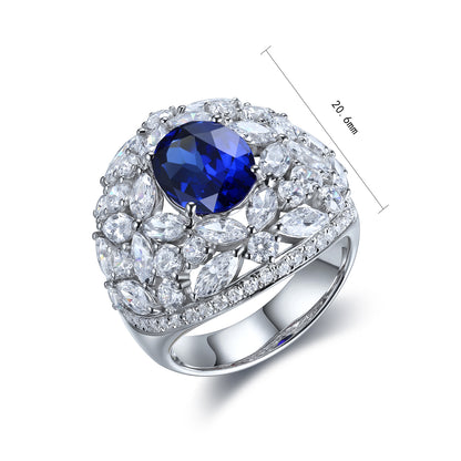 3.7 CTW Oval Lab Grown Sapphire S925 Ring plated