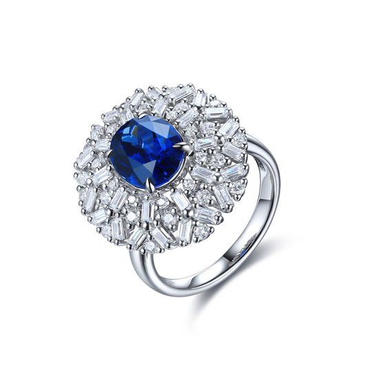 3.5 CTW Oval Lab Grown Sapphire S925 Ring plated