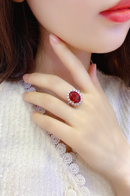 8.5 CTW Oval Lab Grown Ruby S925 Ring plated