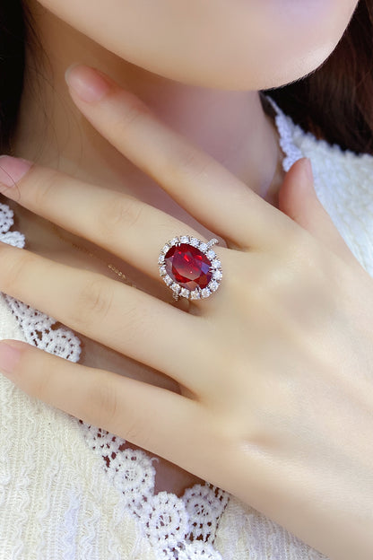 8.5 CTW Oval Lab Grown Ruby S925 Ring plated