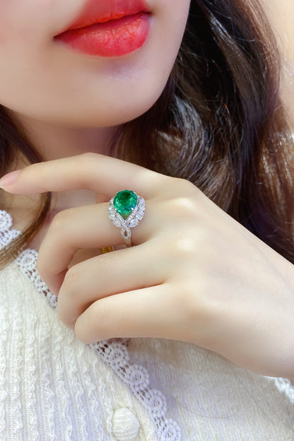 4.8 CTW Oval Lab Grown Emerald S925 Ring plated