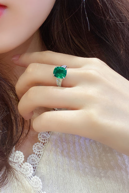 3.5 CTW Princess Lab Grown Emerald S925 Ring plated