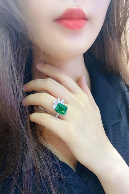 6.7 CTW Princess Lab Grown Emerald S925 Ring plated