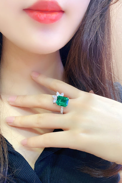 6.7 CTW Princess Lab Grown Emerald S925 Ring plated