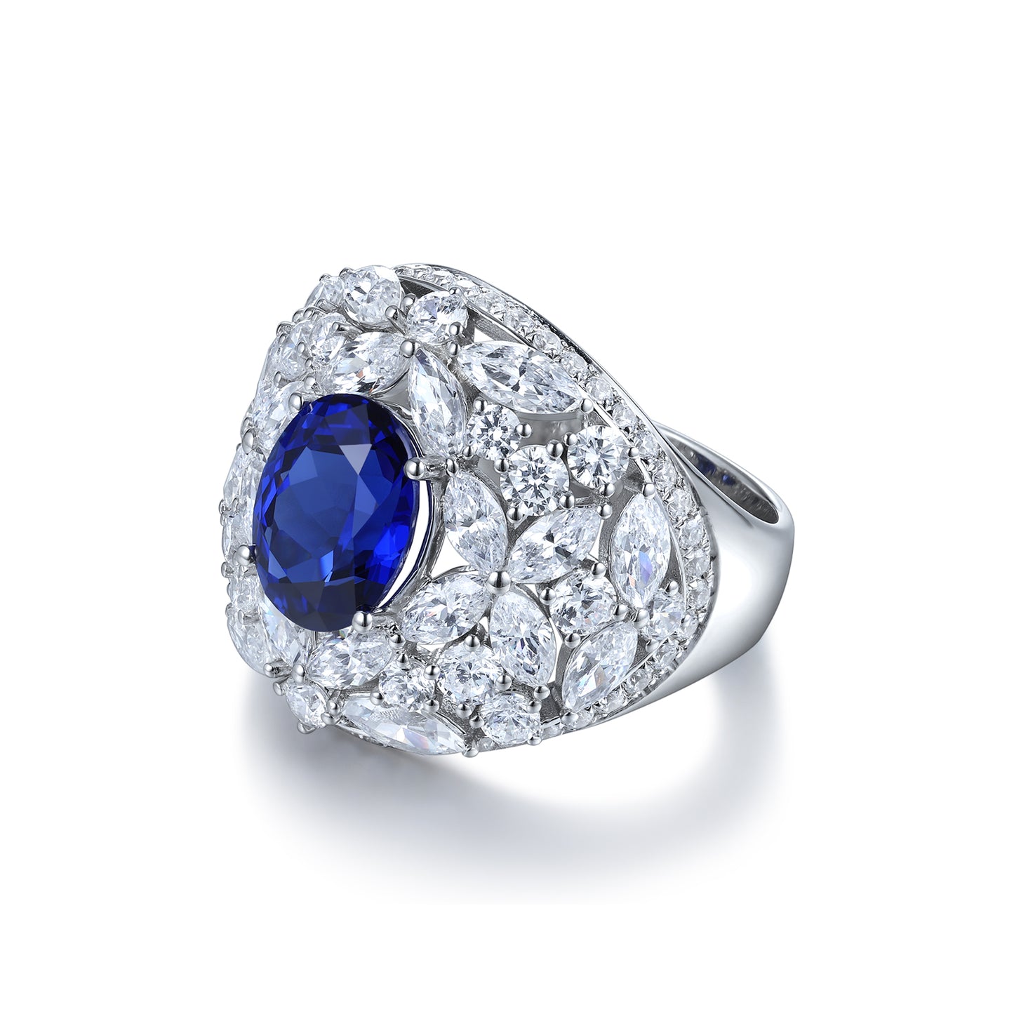 3.7 CTW Oval Lab Grown Sapphire S925 Ring plated